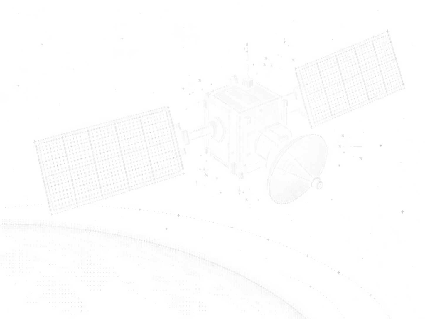 Decorative satellite above Earth's horizon